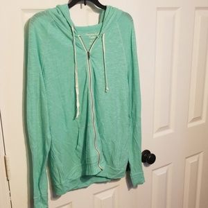 AE seafoam green light zip up hoddie